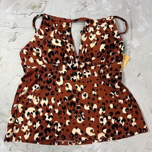 NEW Kona Sol Leopard Bandeau Flyaway Tankini Top Size M Adjustable Straps TARGET